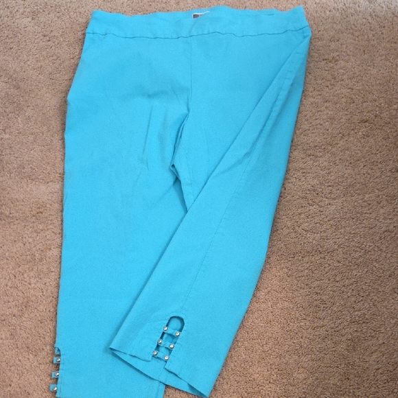 JM Collection Turquoise Ankle Pants - Picture 1 of 5